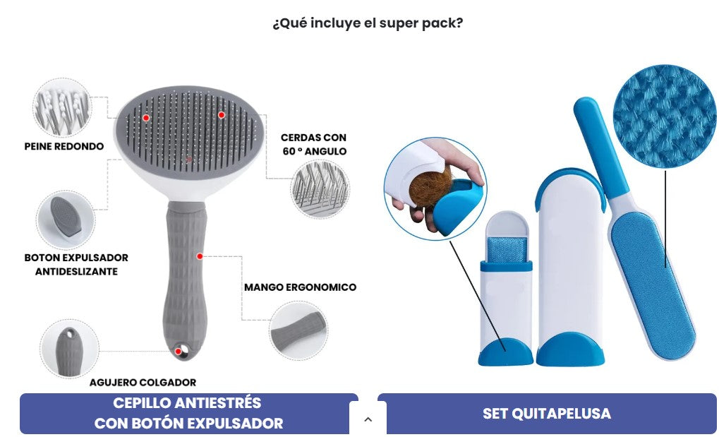 SUPER PACK ANTIPELUSA (CEPILLO Y SET QUITAPELO) |ENVIO GRATÍS